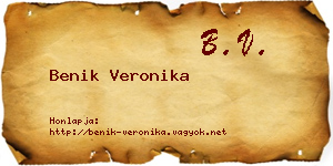 Benik Veronika névjegykártya